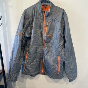 Outdoor Research Transcendent warm winter orange and gray puffer jacket size XL